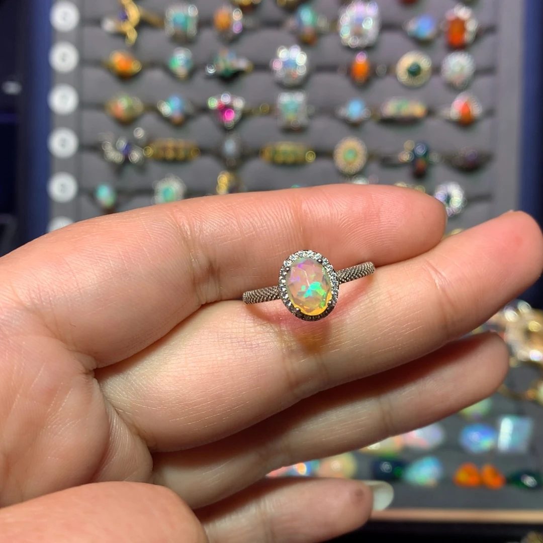 欧泊戒指款式银S925镶嵌