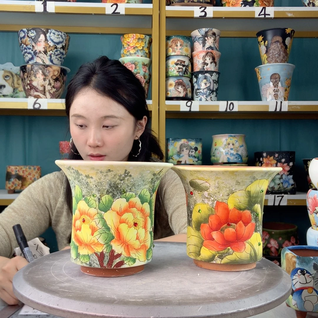 陶景德镇手工花盆381