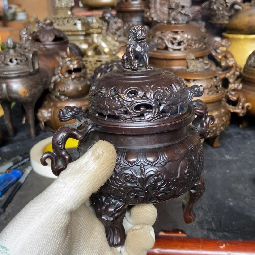 古**生铜器工艺品摆件香炉摆件