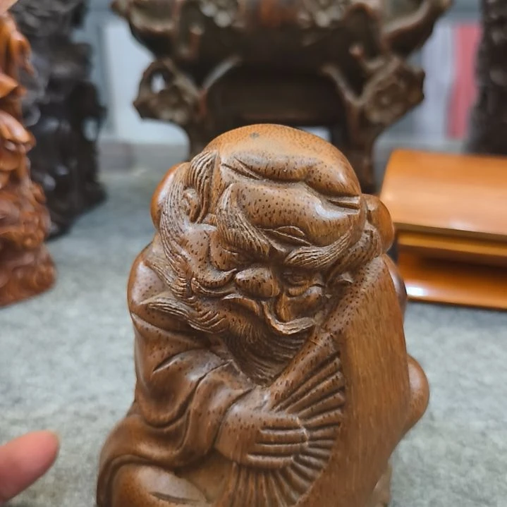 5***哥香榧木老竹根雕人物摆件