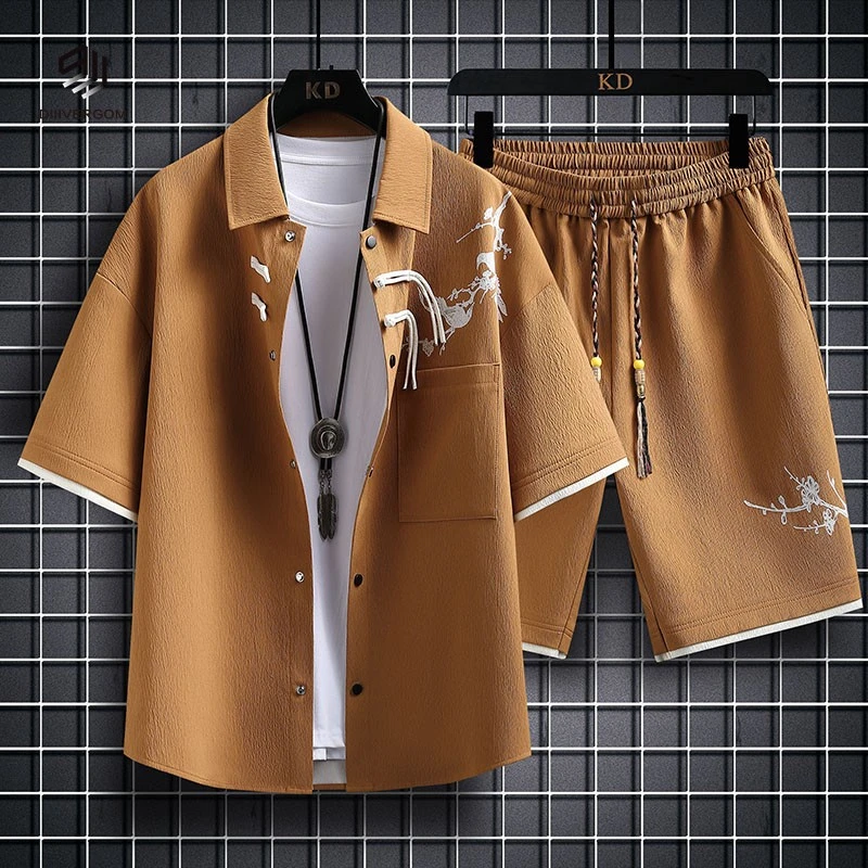 DIIIVERGOM国潮短袖衬衫男夏季凉感薄款中袖寸衫新中式国风痞帅半