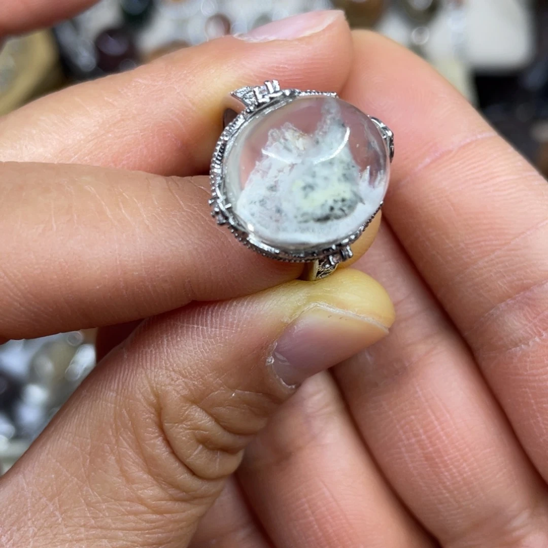 【闪购商品】银S925镶嵌珠宝半成品水晶戒指