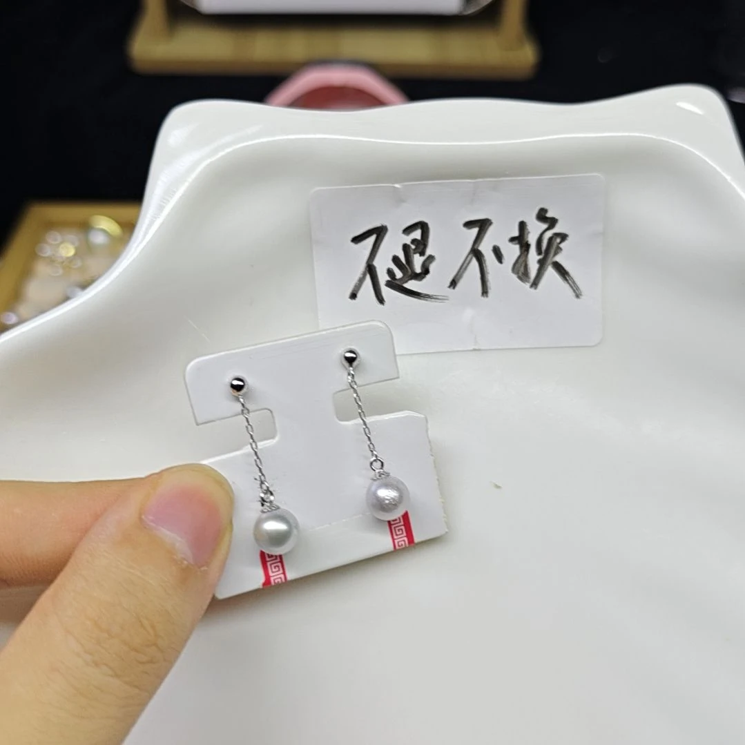 耳饰海水珍珠银S925镶嵌A34