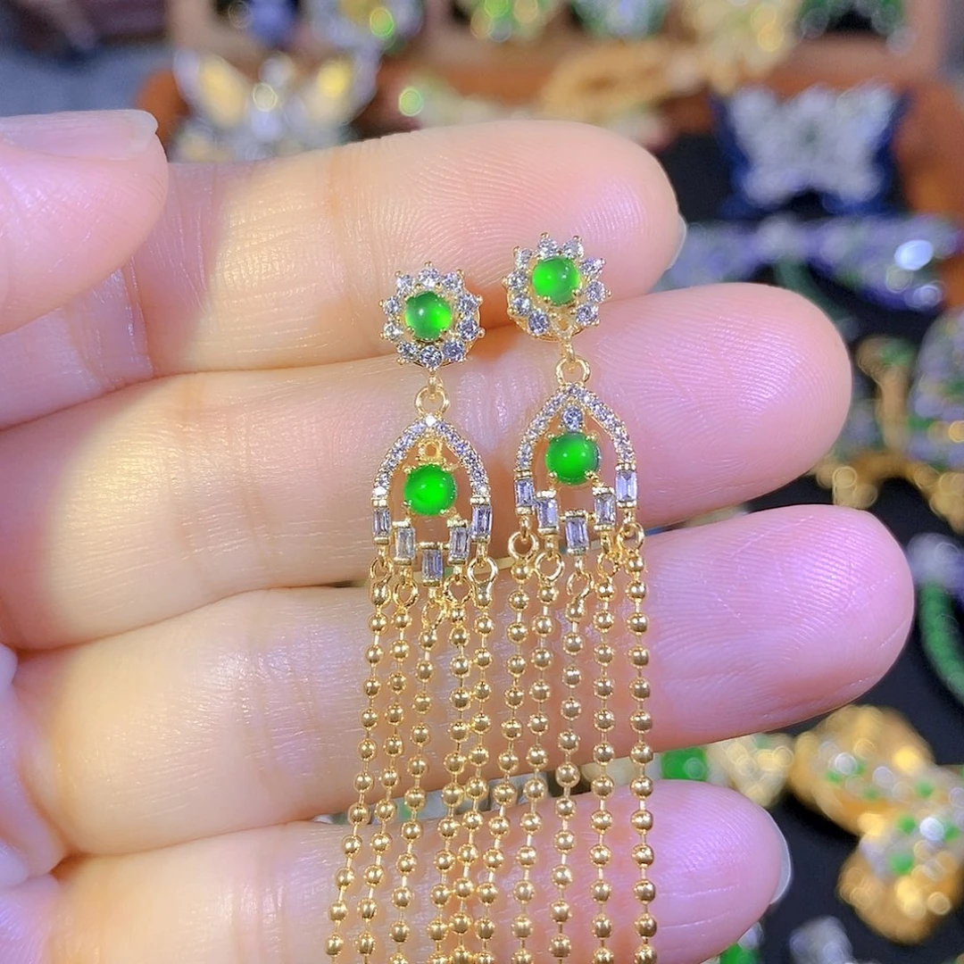 吊坠(不含链)银S925镶嵌翡翠