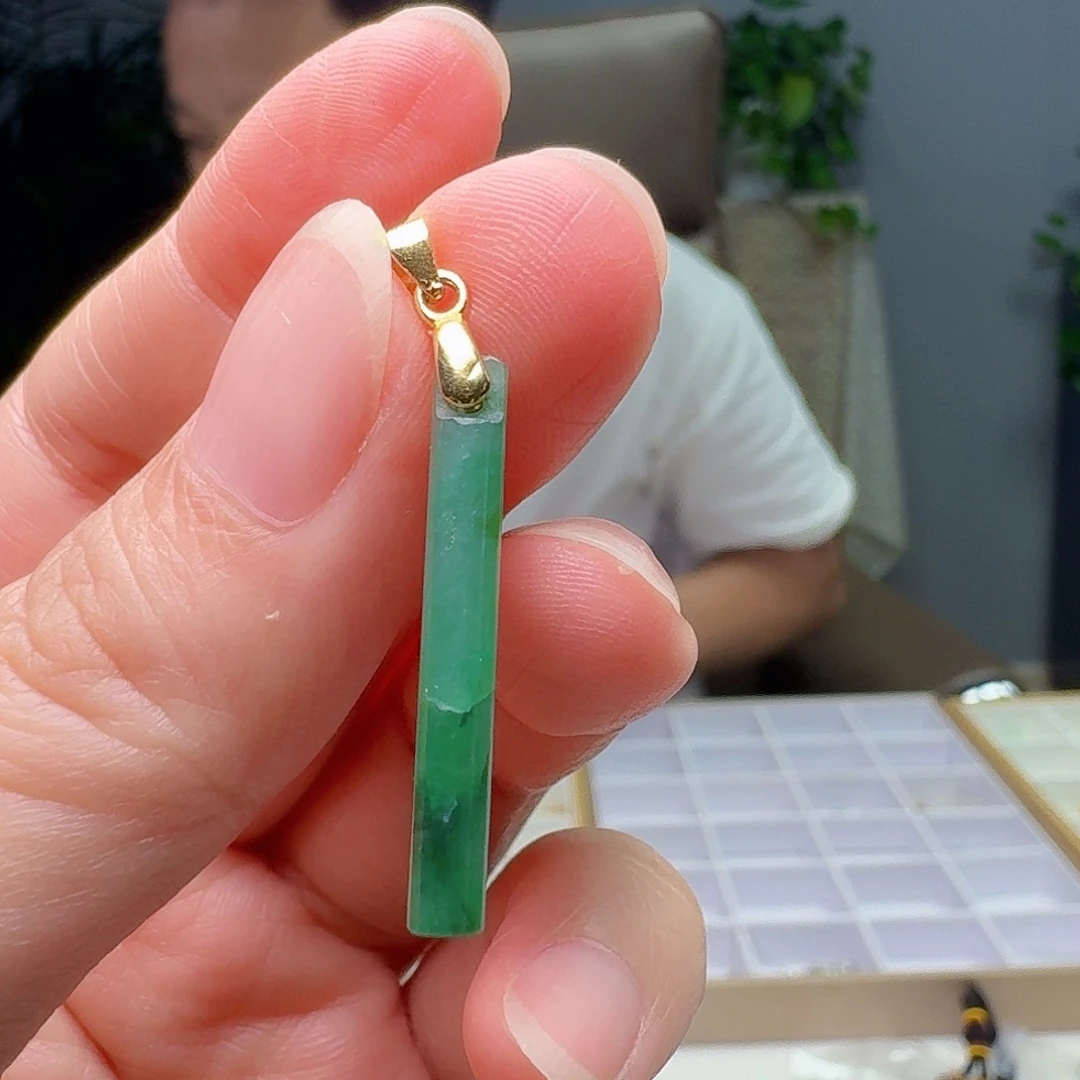 吊坠(不含链)银S925镶嵌翡翠天然纹