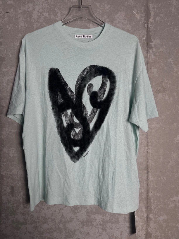 未使用 Acne studio S*1/Acne Studio复古爱心涂鸦印花短袖/09268