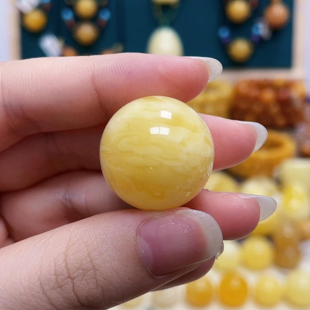蜜蜡未镶嵌珠宝奇石23mm虎皮纹圆珠