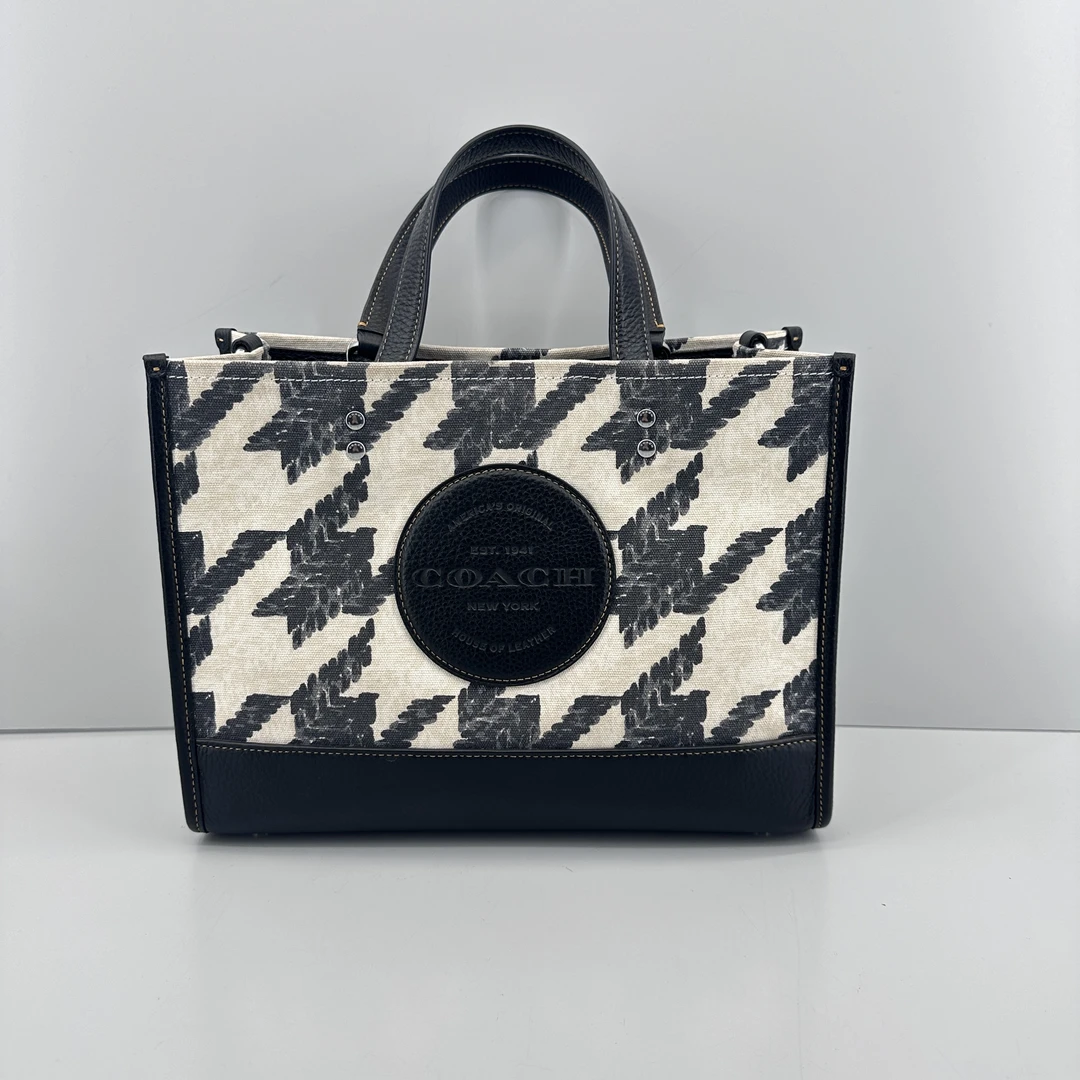 95新 COACH/蔻驰 dempsey30千鸟格横版托特包30X21X12cmM010510