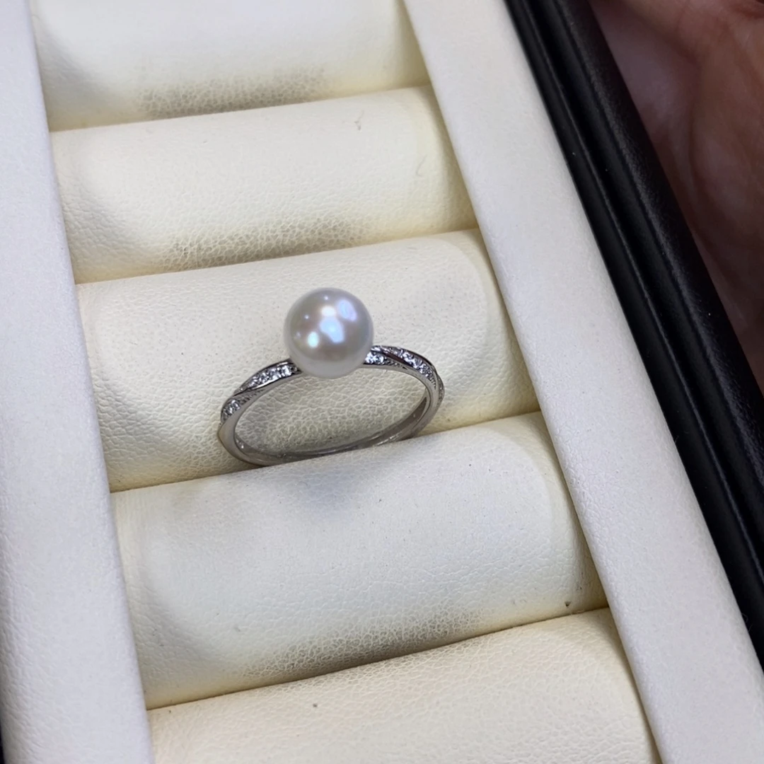 淡水珍珠银S925镶嵌戒指