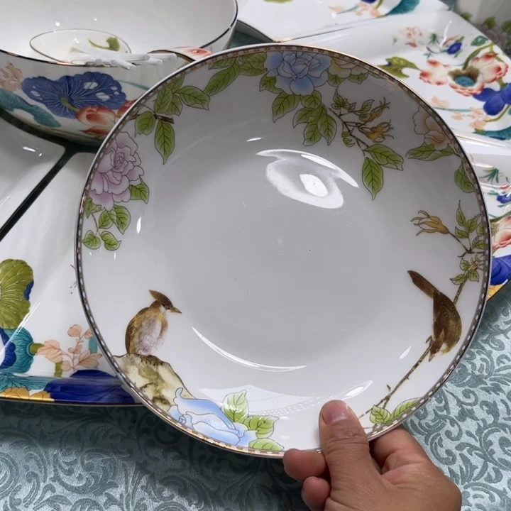 骨瓷琴瑟和鸣八寸深盘四个