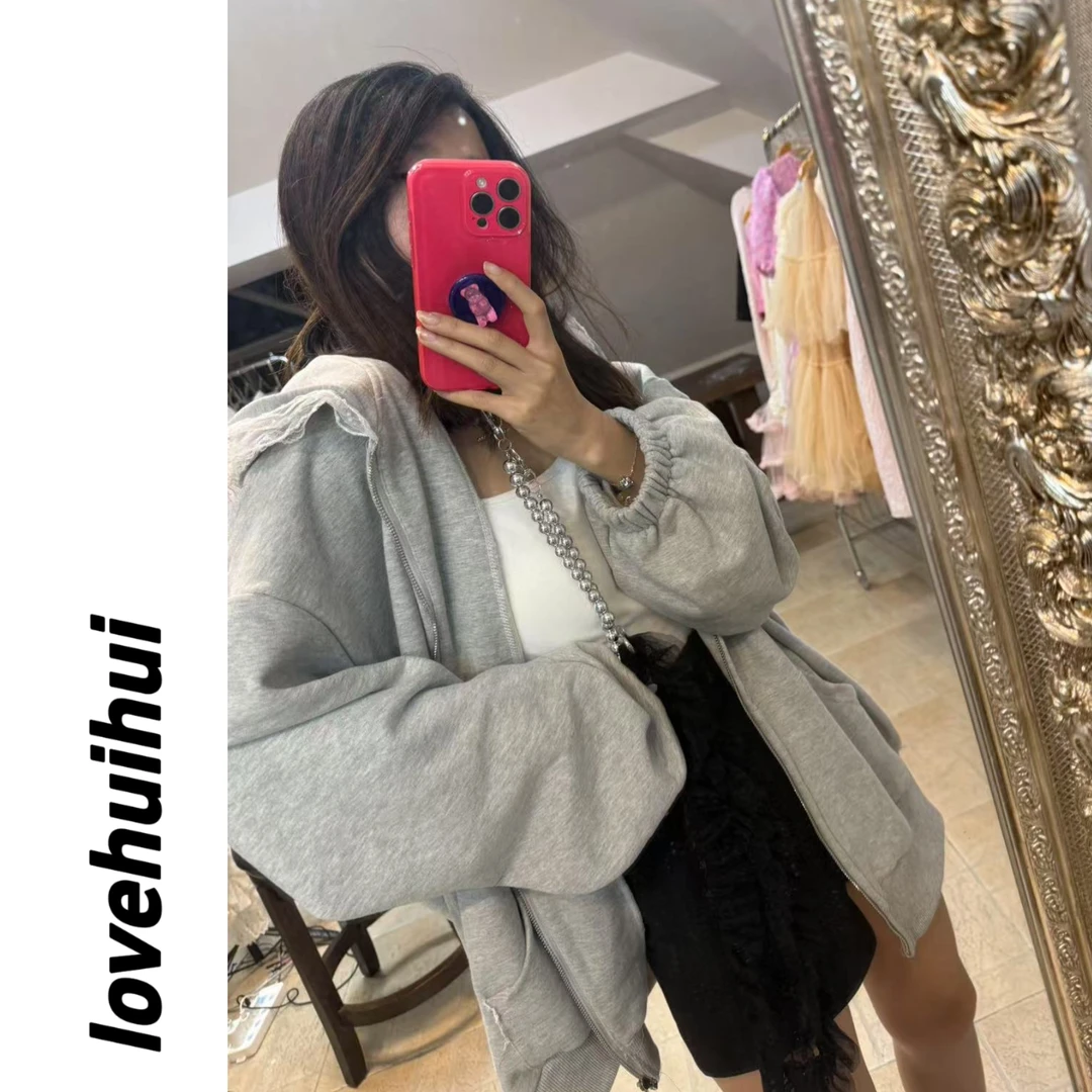 lovehuihui《23度的春日里灰》连帽款宽松外套