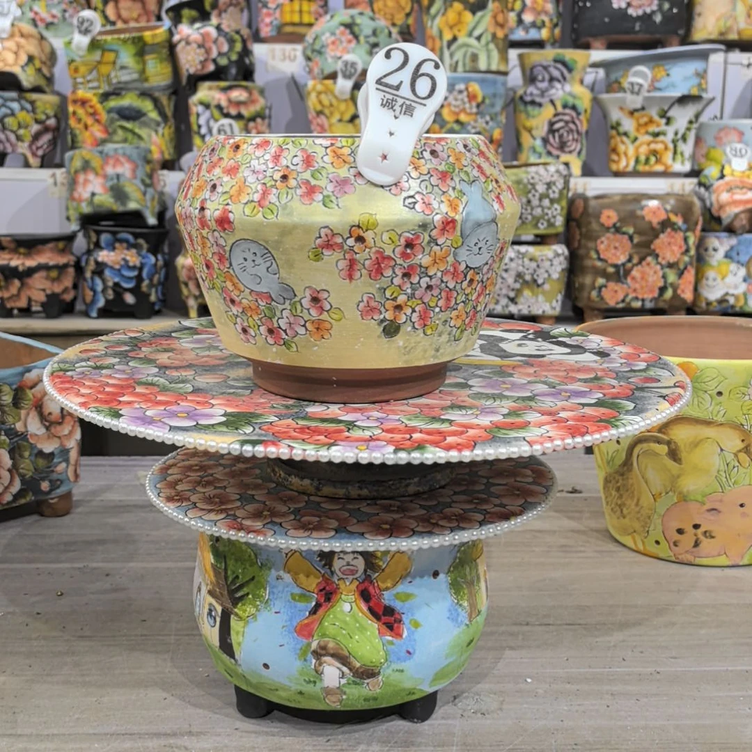 红泥花盆景德镇陶瓷