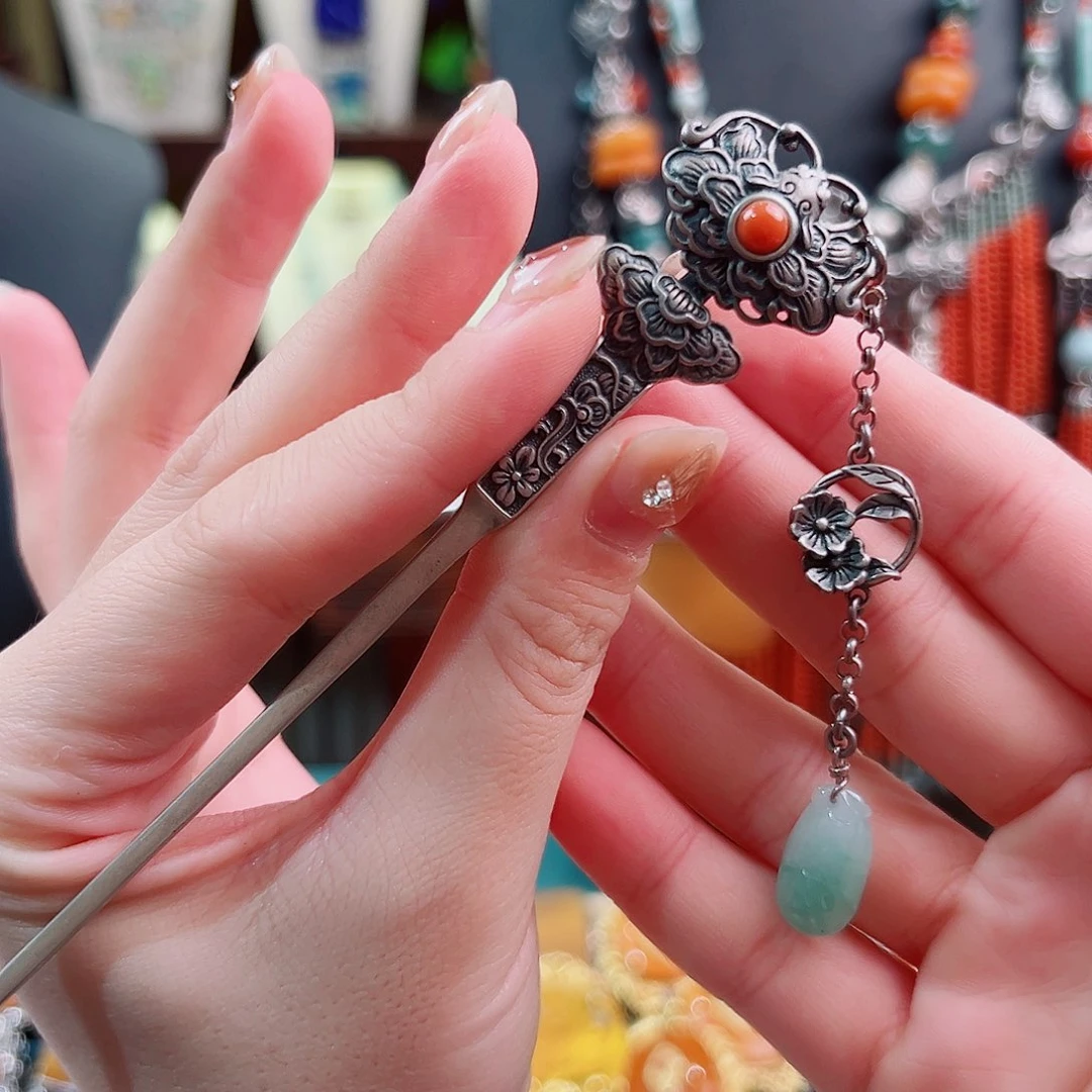 翡翠未镶嵌发簪锦象原创设计款式发簪