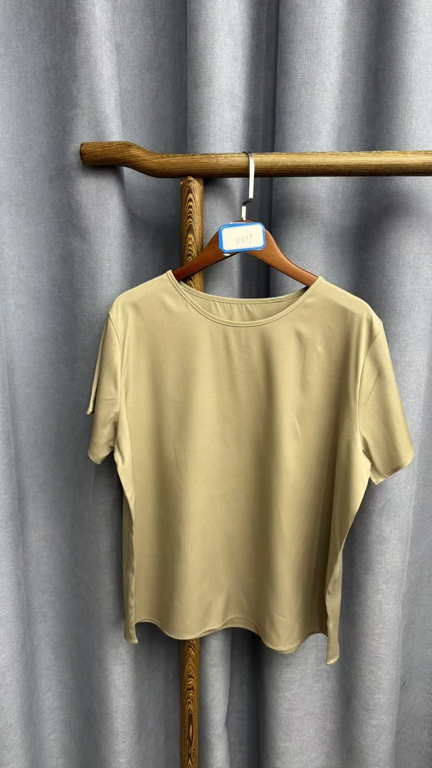 2025秋季新款休闲时尚圆领桑蚕丝短袖上衣女R879