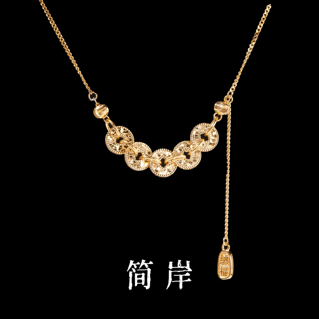 jeshore/简岸 坠链均925银 碎冰冰铜钱吊坠项链