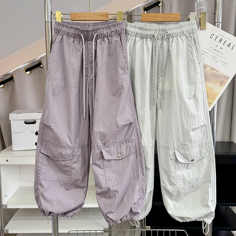 女童工装裤薄款2025新款儿童洋气休闲裤中大童装女孩夏季运动长裤