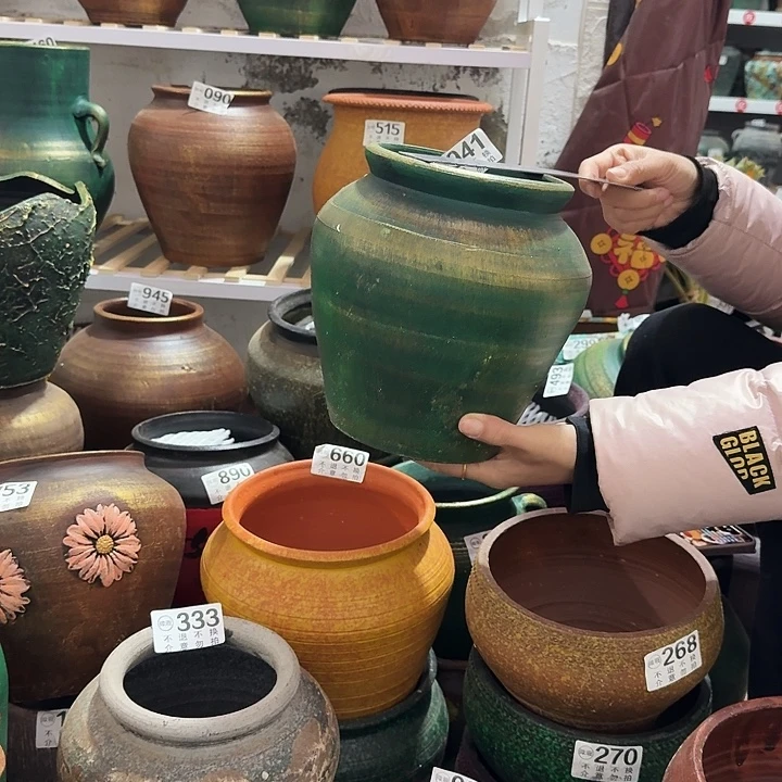 瑕疵金色绿坛子941高度20口径14