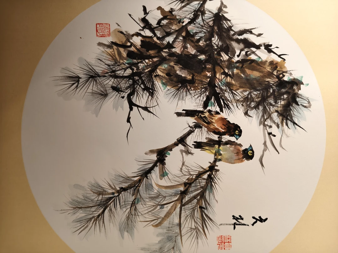 两只小鸟客厅装饰壁画