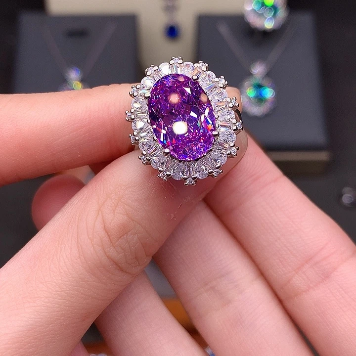 925银重工豪镶紫罗兰色戒指s925