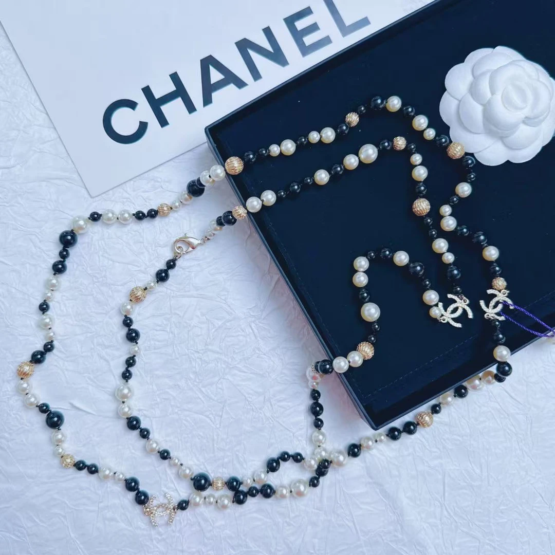 95新 Chanel/香奈儿 柚礼中古/香奈儿黑白珍珠金球项链LZ501359