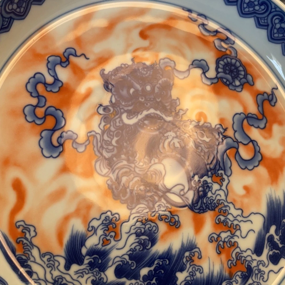 瓷片景德镇梵红醒狮大壶承