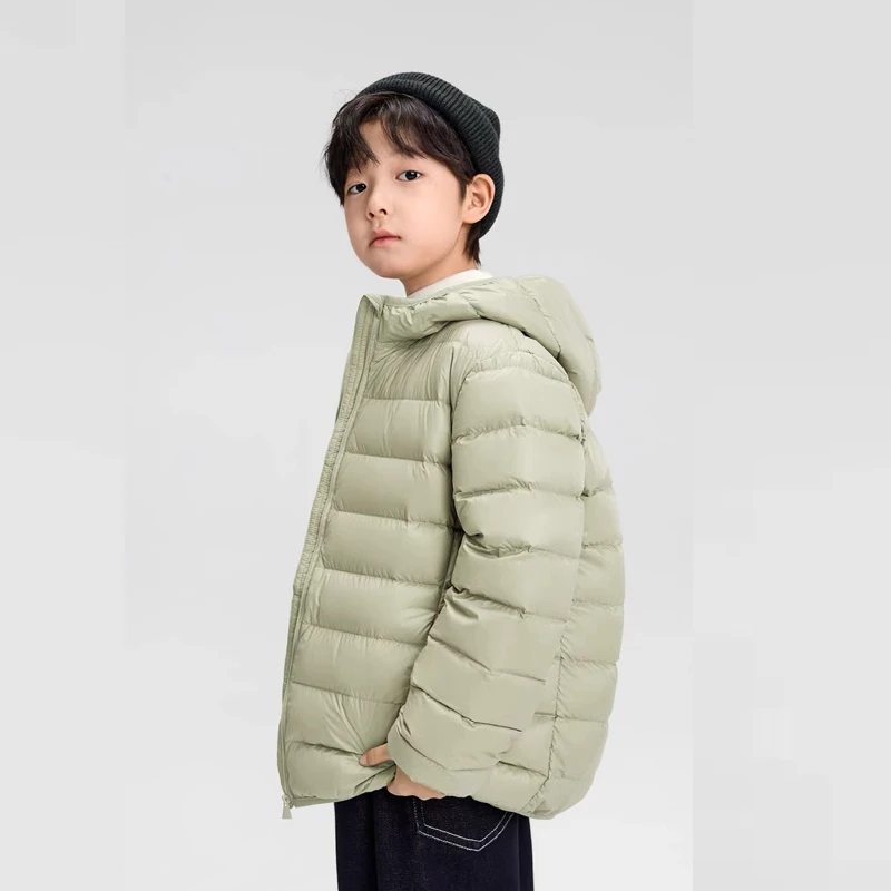 F00980A男童轻薄冬季棉服2025新款儿童中大童男连帽保暖校服神器