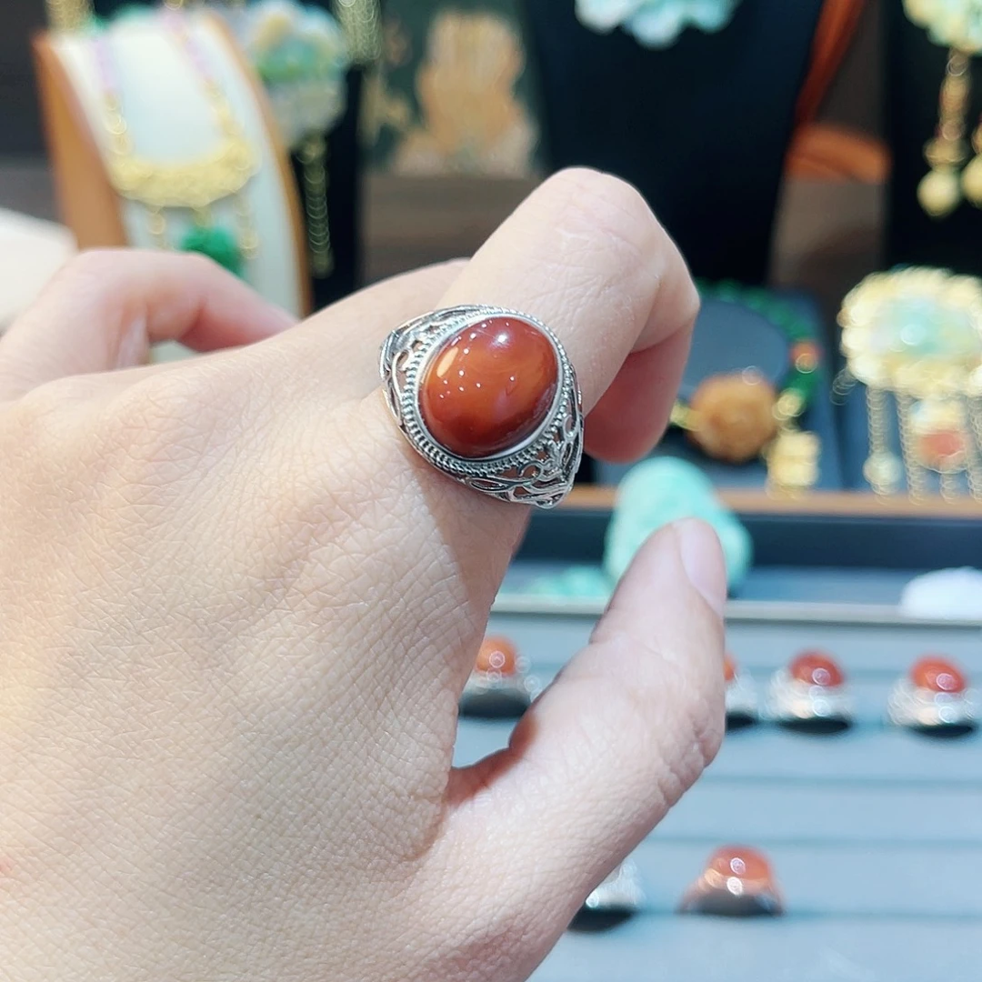 南红玛瑙戒指未镶嵌戒指