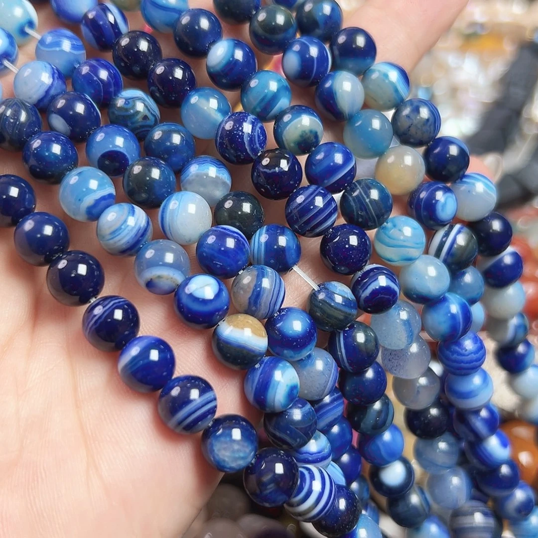 玛瑙/玉髓合金珠宝半成品A595. 缠丝玛瑙一条8mm