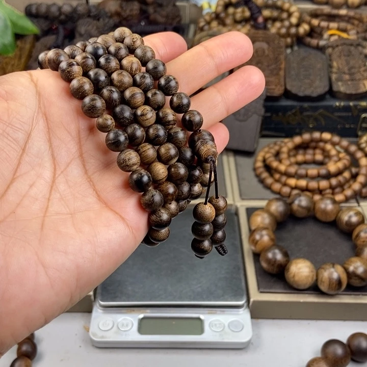 手串沉香上**水越南芽庄白虎斑留疤