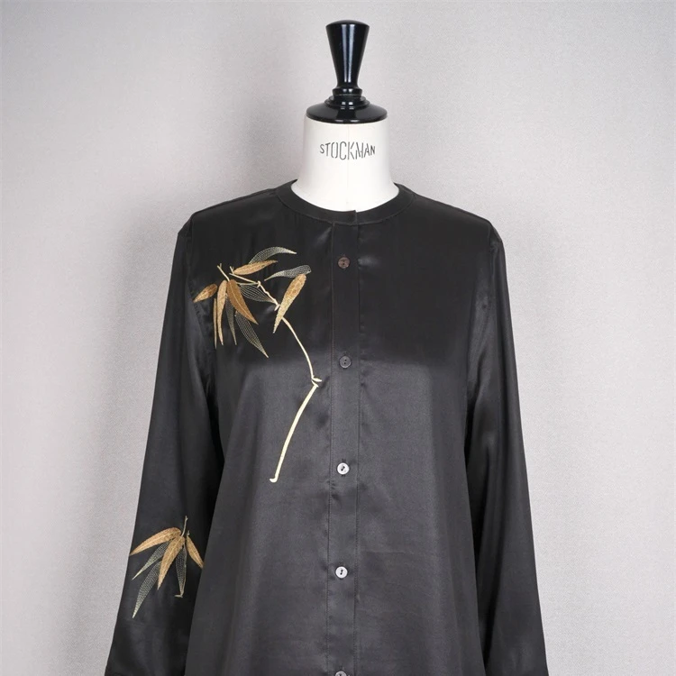 【竹韵】香云纱老料重工刺绣香云纱衬衫CD2167531