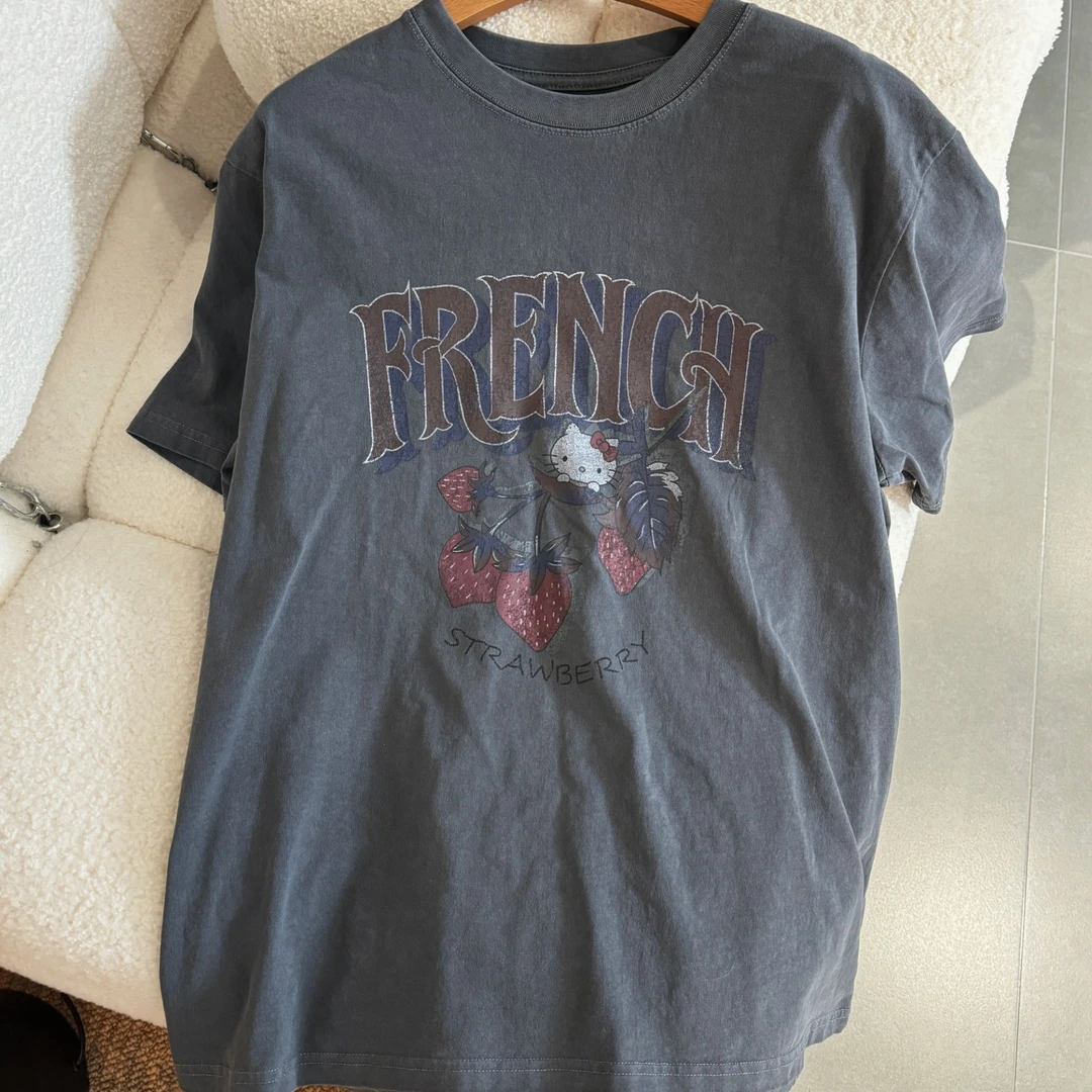 【萤窗夜话】时尚休闲百搭简约圆领印花短袖T恤上衣女打底