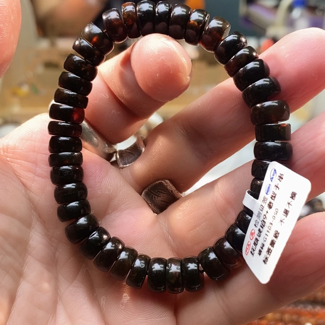 琥珀未镶嵌裸石血珀老型单圈9+