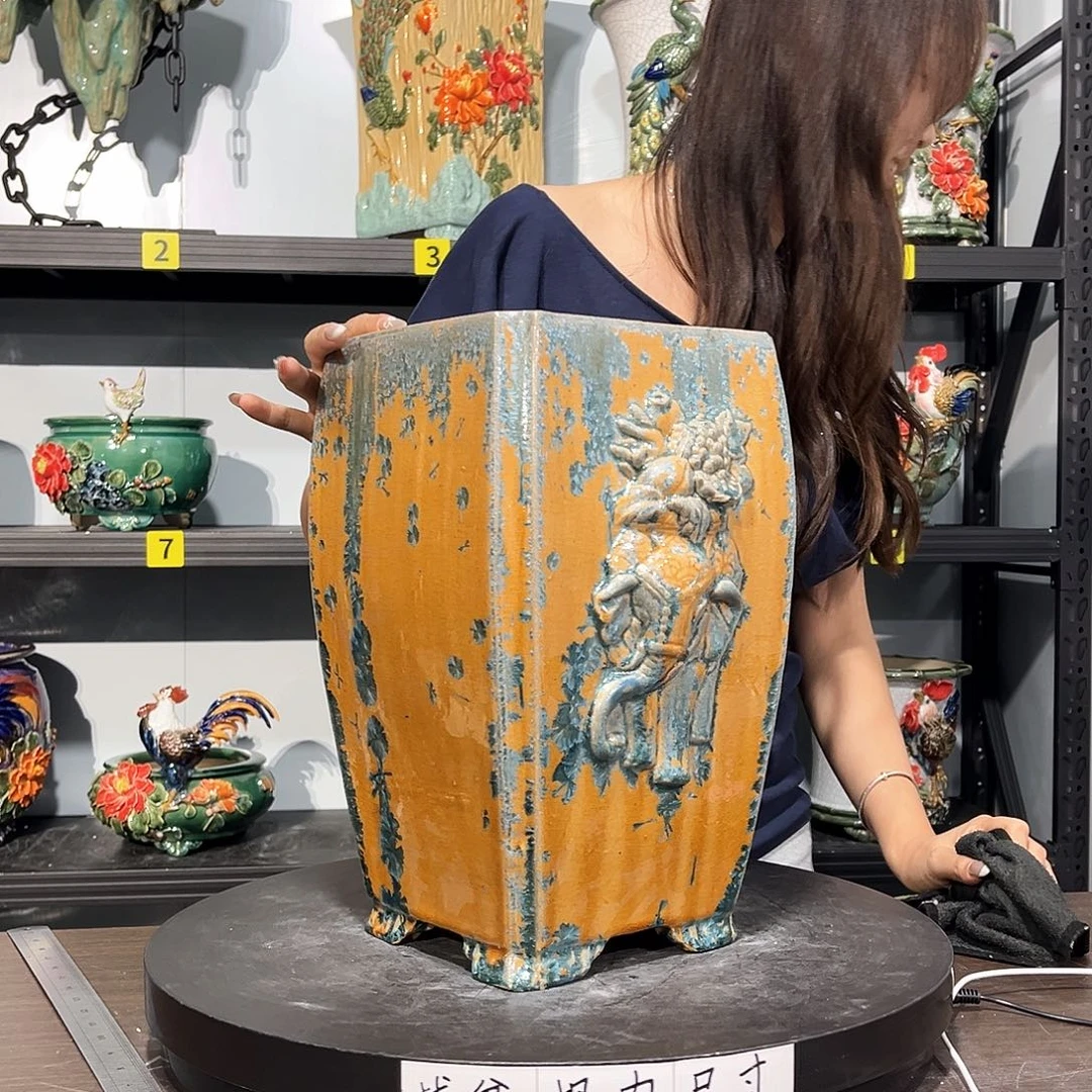 过***风高温烧制石湾盆不退换