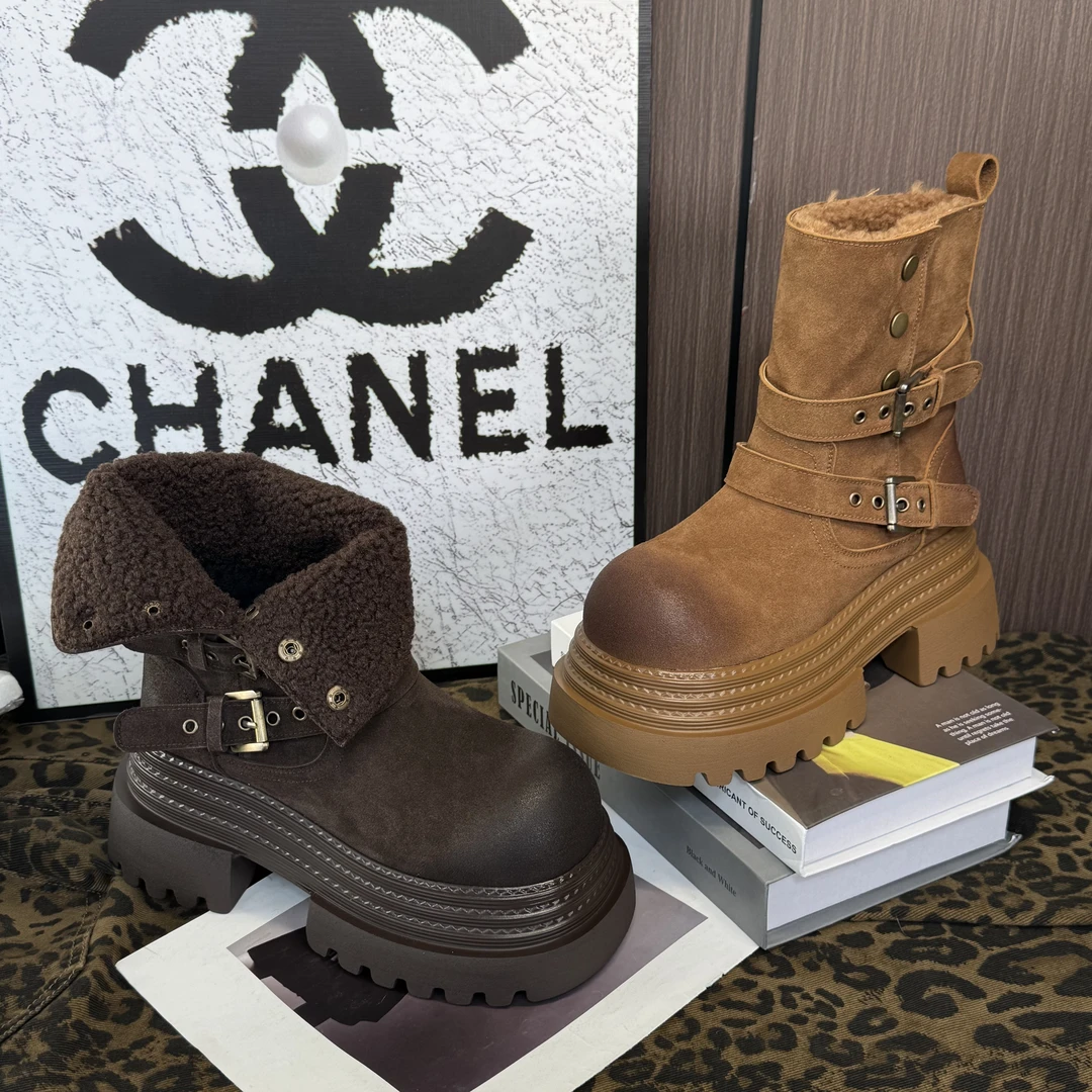 【SST●夜羽】美拉德马丁靴冬季新款骑士靴加绒小短靴25SY00608