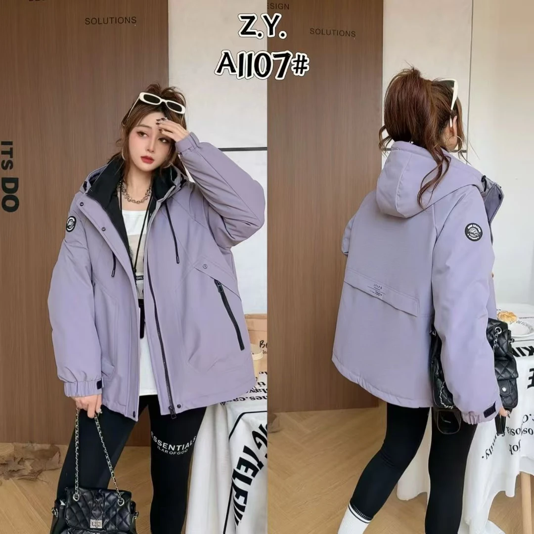 秋冬新款大棉棉衣中长派克服冲锋衣款式棉服撞色抗风外套加厚