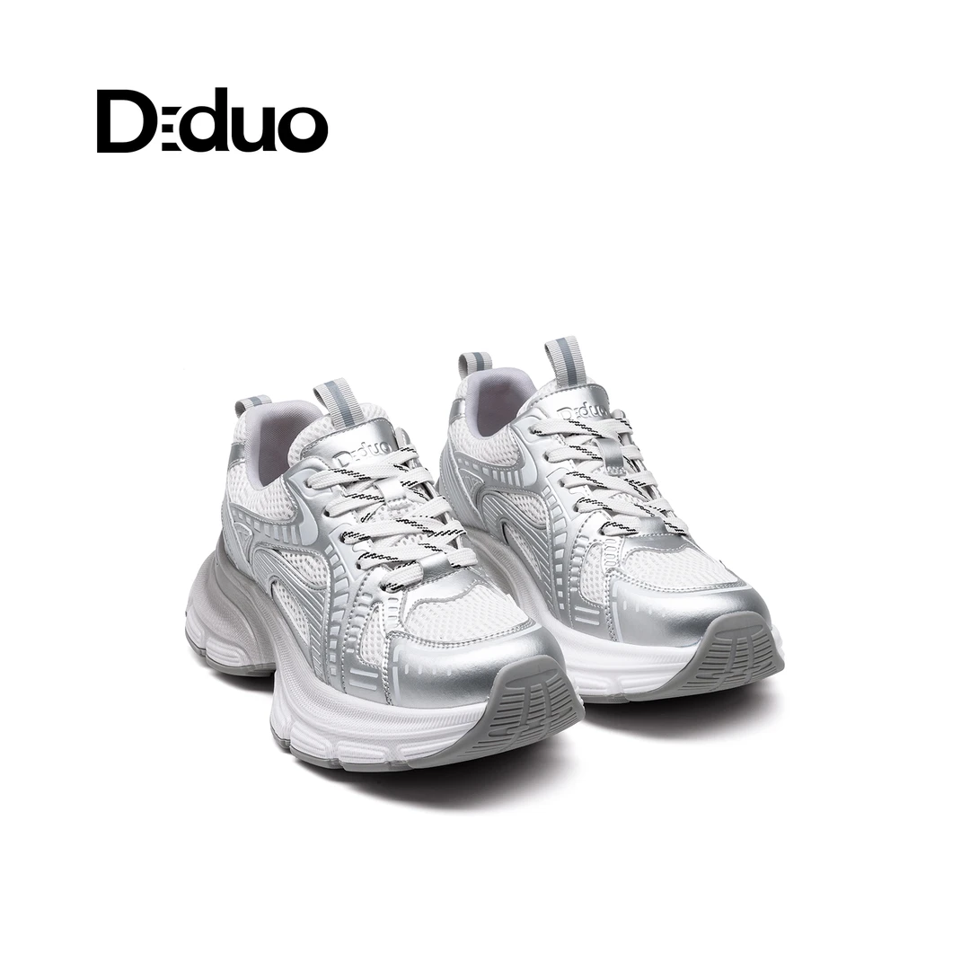 迪朵-【银河奏曲】复古银色运动老爹鞋加绒厚底休闲鞋D7A919D4K93