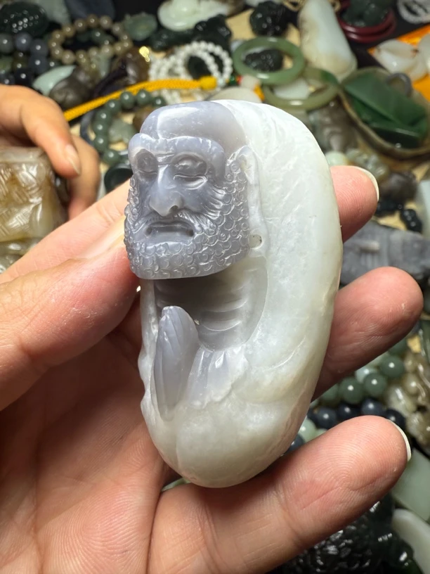 和田玉达摩祖师小摆件