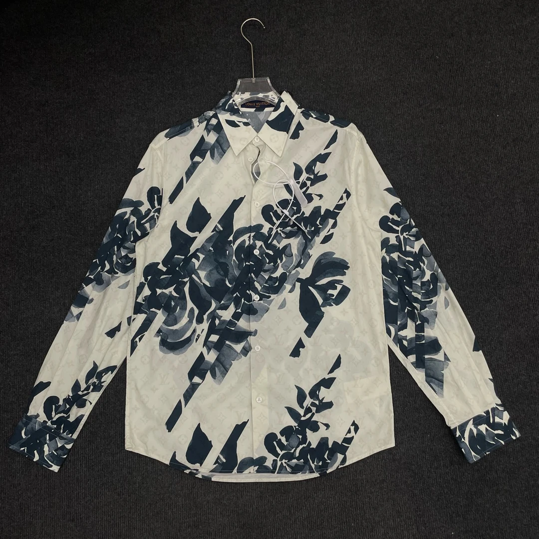 99新 LouisVuitton/路易威登 花卉三花logo长袖衬衫/M码