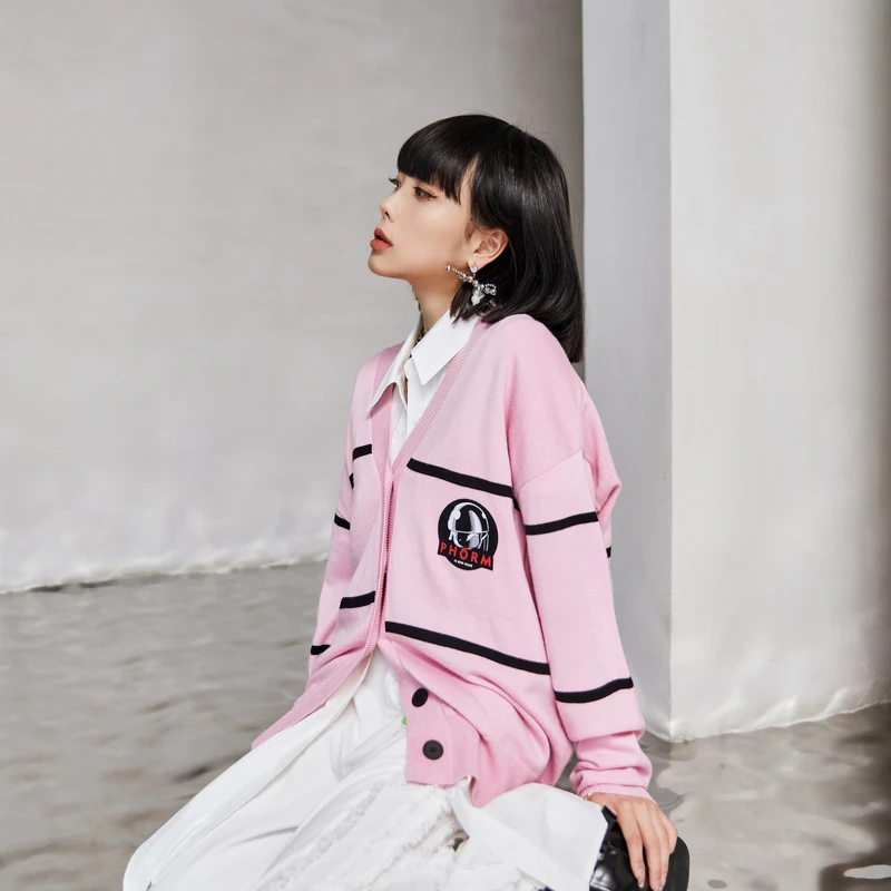 【昕昕严选】PHORM秋新款学院风针织开衫外套宽松潮流G02422138