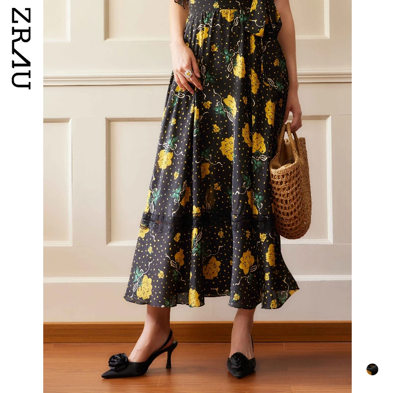 【媛媛女王专享】ZRAU浪漫印花精致质感半身裙91180131997