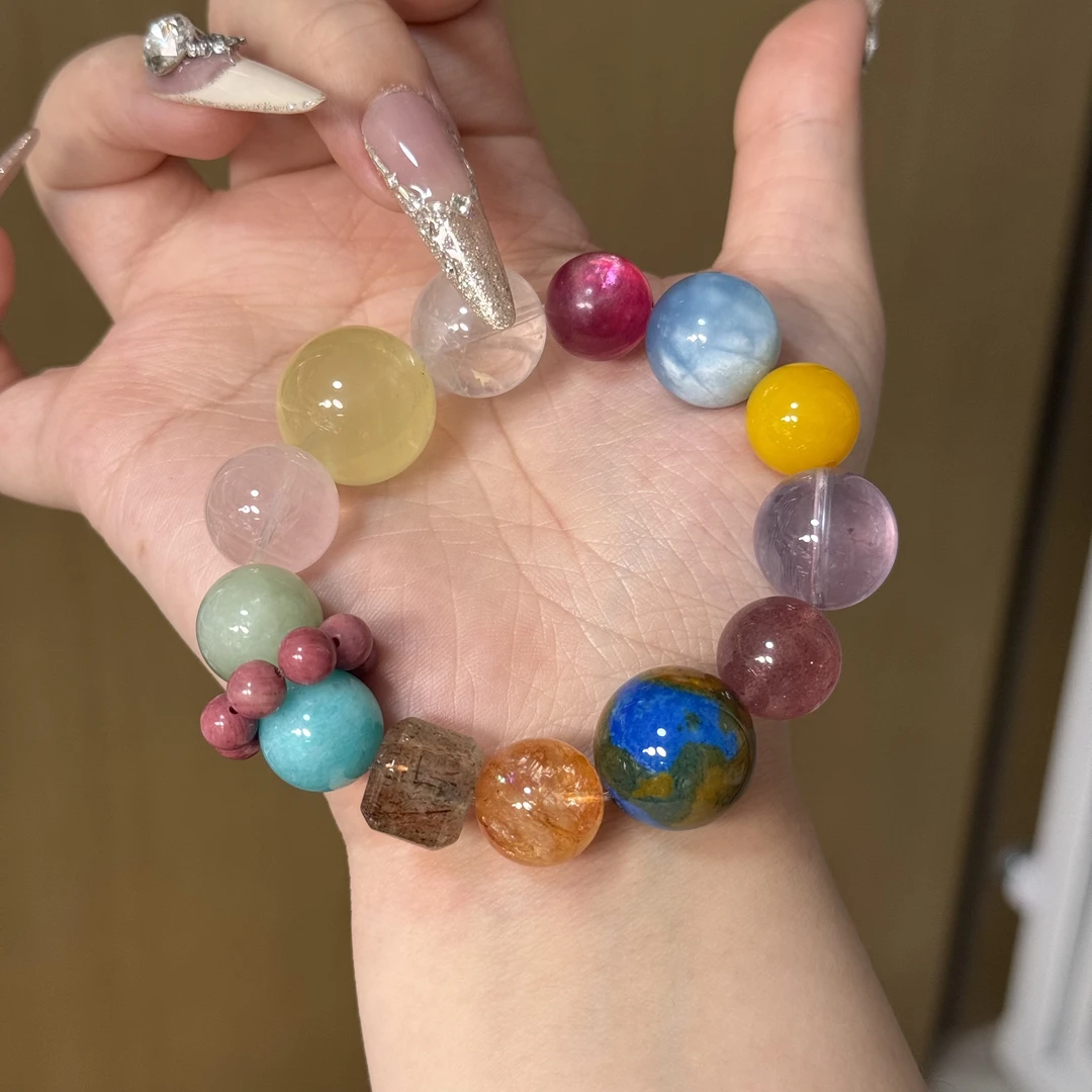 星球遨游A 大多宝水晶x地球玛瑙设计款多样性发其一