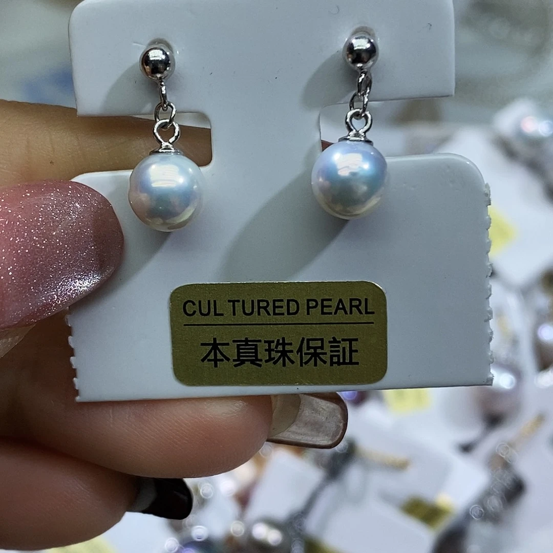 淡水珍珠耳钉银S925镶嵌