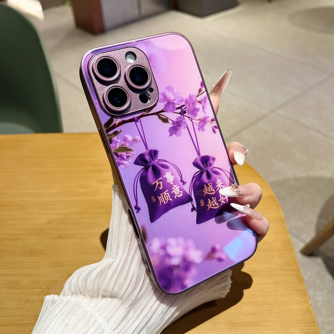 越来越好高级适用苹果17/华为80/小米/OPPO/vivo金属漆玻璃手机壳