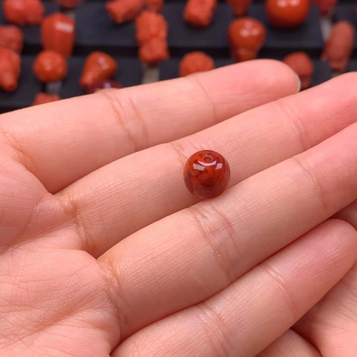 m***聋南红玛瑙未镶嵌火焰纹老型单珠9.2MM