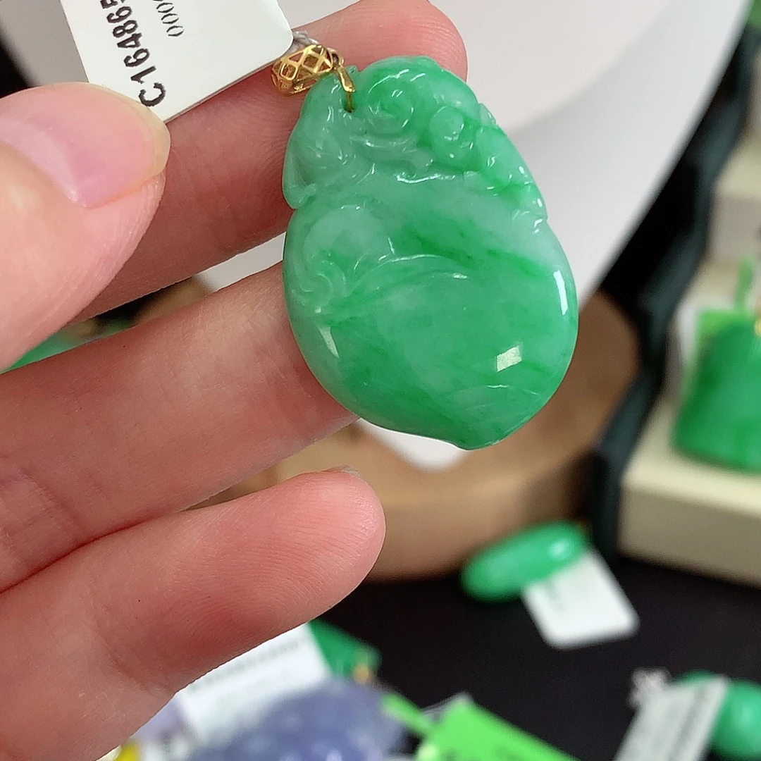 翡翠18K金镶嵌吊坠(不含链)