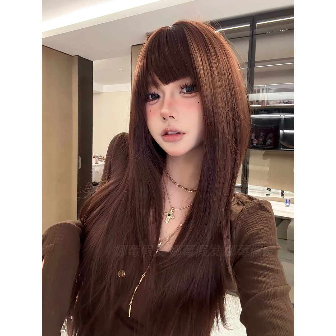 娜莓【高层次进口混丝系列·凡戴克棕】自然萝莉长发女生基础A假发