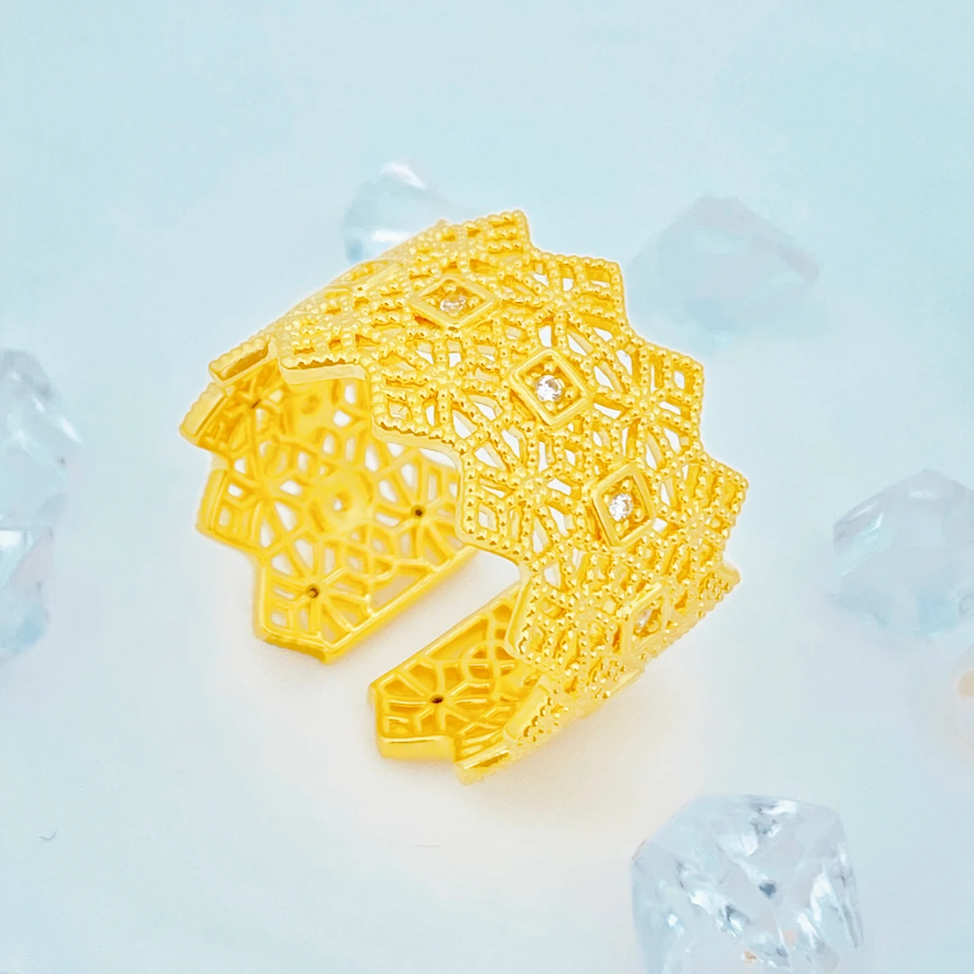足金999 莫桑花丝戒指 1.55 14圈口