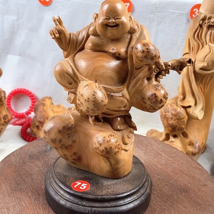 柏木崖柏留疤立体弥勒佛