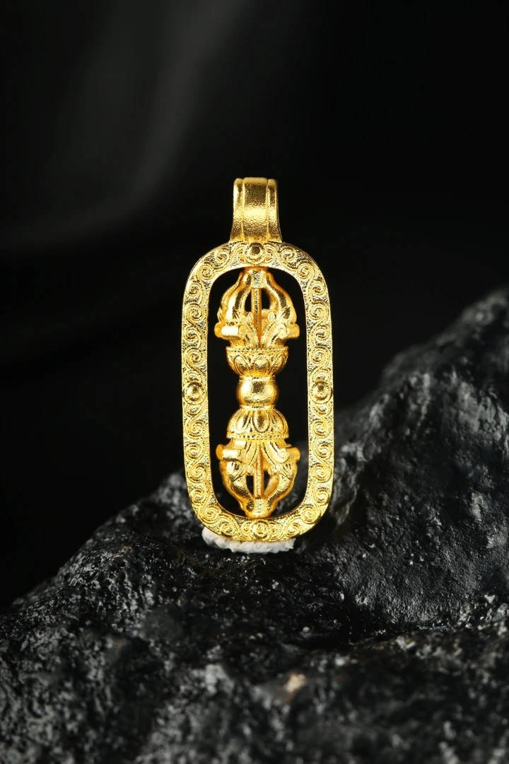 足金999.9传承古法工艺百搭可叠戴黄金杵女士时来运转黄金吊坠