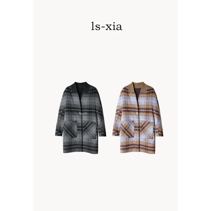 【渐变曼特】90羊毛+驼毛·2024秋冬新款·渐变格子毛呢大衣外套